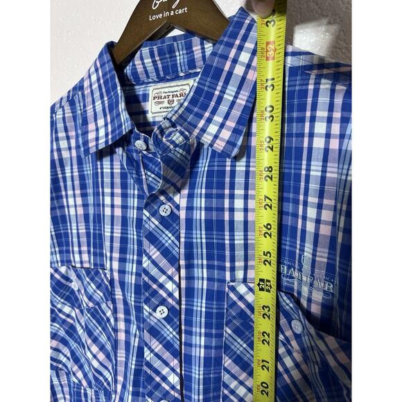 Y2K Phat farm shirt men’s XXL blue white Embroidered button short sleeve Vintage - Picture 9 of 11